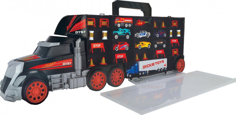 Load image into Gallery viewer, Dickie auto, koffer, transporter met speelgoedautootjes, 2in1 vrachtwagen
