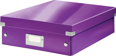 Leitz wow click store middelgrote opbergdoos - 85% gerecycled karton - ruimtebesparende sorteerdoos met vakjes - 28.1 x 10 x 37 cm (bxhxd) - paars