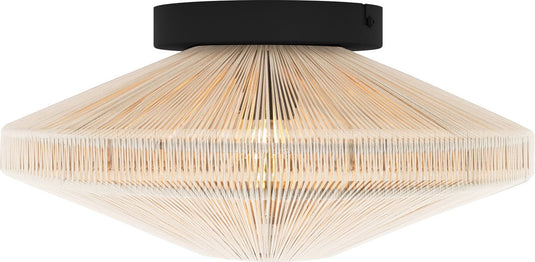 Eglo midsumer plafondlamp - e27 - ø 38 cm - zwart crème - textiel