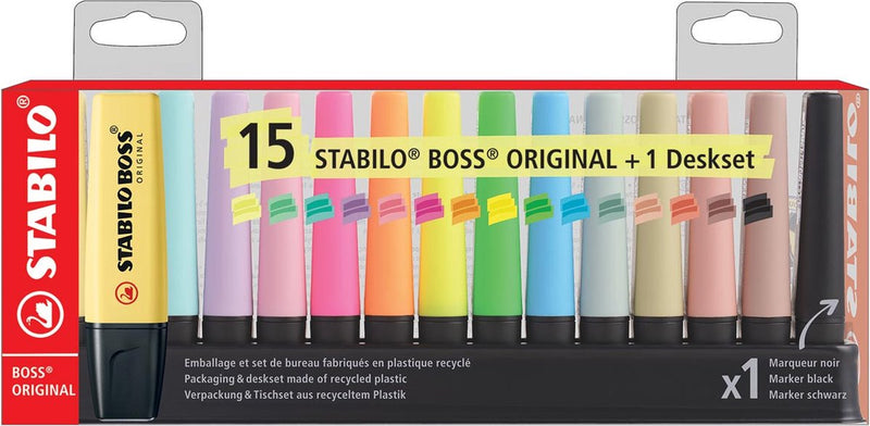 Afbeelding laden in galerijviewer, Stabilo boss original pastel naturecolors markeerstiften bureau set - 15dlg.
