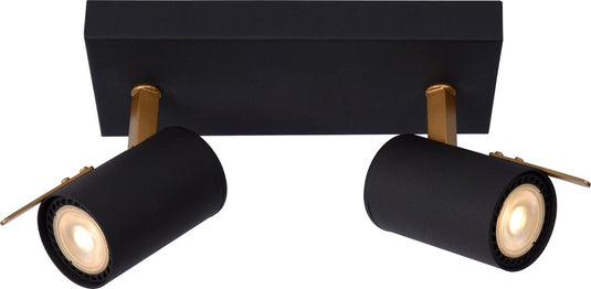 Lucide grony - plafondspot (plafondlamp) - led dim to warm - gu10 - 2x5w 2200k 3000k - zwart