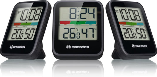 Bresser weerstation - climate monitor thermo- hygrometer dcf - set van 3 - zwart
