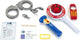 Klein toys 10-delige politie set - handboeien met sleutel, mobiele speelgoedtelefoon, fluitje, politiescheplepel met zwaailicht en zaklamp - rood wit blauw