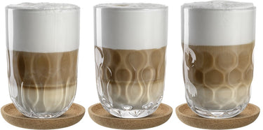 Leonardo gocce latte macchiato glas 390ml met onderzetter - set 3
