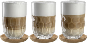 Leonardo gocce latte macchiato glas 390ml met onderzetter - set 3