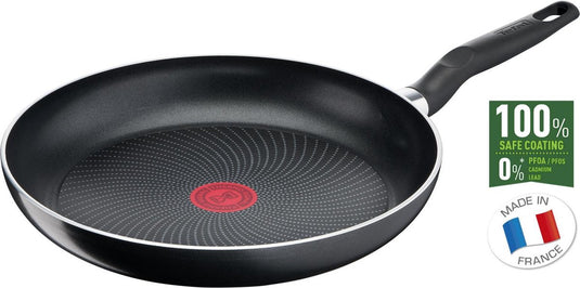 Tefal start'easy koekenpan 24 cm, rond, multifunctionele pan, zwart, titanium, aluminium, thermo-spot