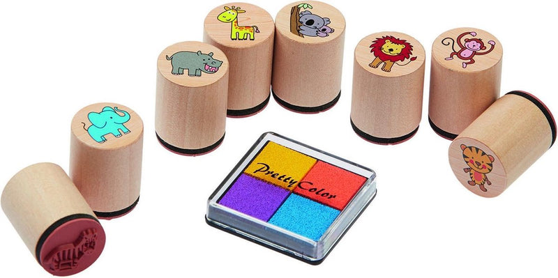 Load image into Gallery viewer, Goki houten stempelset 8-delig wilde dieren
