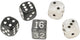 Philos backgammon dobbelstenen set zwart wit 16 mm