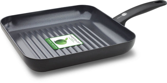 Greenpan cambridge grillpan 28x28cm - pfas-vrije antikleeflaag - grillpan inductie - keramische pan - ovenbestendig tot 180°c - koudgrepen - zwart