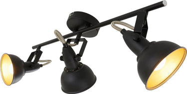 Briloner leuchten soft - plafond spot 3-lichts - plafondlamp retro vintage uitvoering - fitting: e14 max. 40 watt - metaal zwartgoud 55,4 x 10 x 18,1 cm