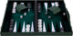 Longfield backgammon 15 inch - groen, zwart wit ingelegd bord - luxe groene koffer met handvat - engelhart