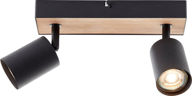 Brilliant jello wood - plafondspot - 2xgu10 - hout zwart
