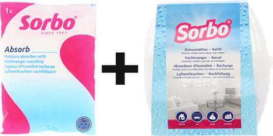 Sorbo vochtvanger 400 gram + navulverpakking 400 gram