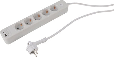 Q-link stekkerdoos - 5-voudig - randaarde - met platte stekker - usb a c - 3 x 1.5 mmâ² - 1.5 m - wit