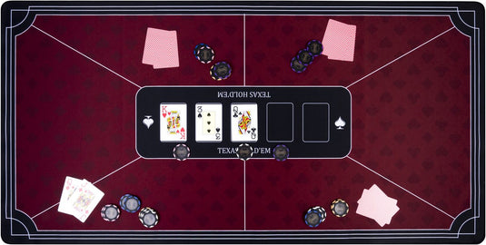 Longfield pokerkleed rood 120x60 cm - polyester rubber - glad speeloppervlak - poker dobbel accessoire - engelhart