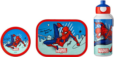 Mepal lunchset (pop-up fles. lunchbox fruitbox) campus - 400 + 750 + 300 ml - broodtrommel en drinkbeker voor kinderen - bento box - pop-up drinkfles - spiderman