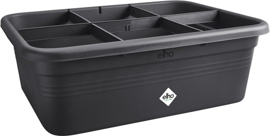 Elho green basics grow garden l - grote kweekbak - moestuinbak met vakverdelers - 100% gerecycled plastic - 76.3 x 57.4 x 26.8 cm - living black