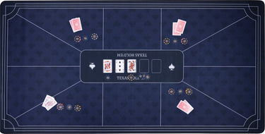 Engelhart pokerkleed blauw 180x90 cm - polyester rubber - glad speeloppervlak - poker dobbel accessoire -