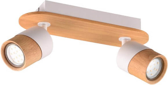 Trio aruni - spot - houtkleurig met wit - excl. 2x gu10 4,5w
