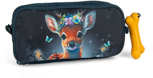 Stones and bones rowan 2.0 - etui - pennenzak voor kinderen - 3 vakken - fairy fawn - donkerblauw