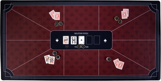 Engelhart pokerkleed rood 180x90 cm - polyester rubber - glad speeloppervlak - poker dobbel accessoire -