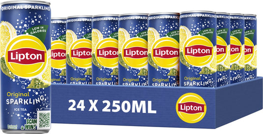Lipton ice tea sparkling blik - original - 24 x 250 ml - voordeelverpakking