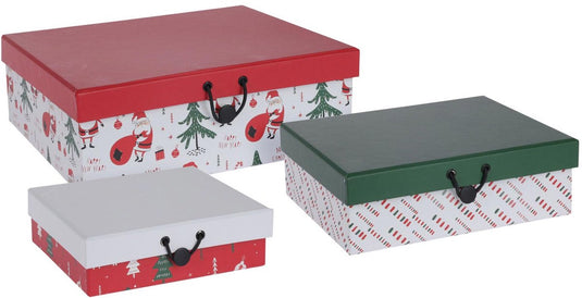 Koopman geschenkdozenset kerst cadeauverpakking karton set van 3 multicolor.