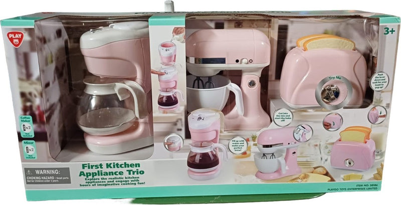 Load image into Gallery viewer, Playgo keukenmixer - koffiezetapparaat en broodrooster roze - 7dlg.

