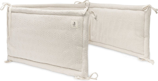 Jollein - bedomrander 180x30cm - baby bedbumper ledikant - acryl katoen - grain knit - oatmeal
