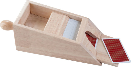 Longfield black jack slof - hout - met handvat - geschikt voor 4 stokken kaarten - 28 x 11,5 x 9,5 cm - engelhart