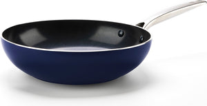 Blue diamond wok - 28 cm - 3-7l - blauw - inductie -anti-aanbak - pfas-vrij