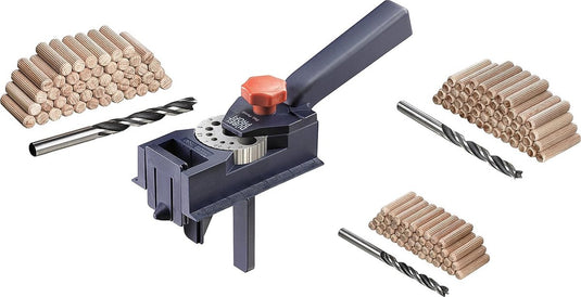 Kwb deuvel professioneel deuvelkaliber, complete set inclusief cv-houtboor en houtdeuvel, universele boorhulp voor rechte gaten van ø 3 3,3, 4 4,2, 5 6 6,8, 8 10 12 mm