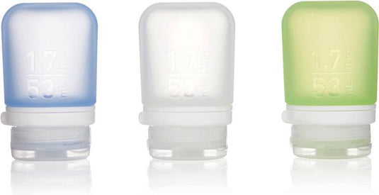 Human gear - gotoob+ 3-pack small - - herbruikbaar - reisflacon - lekvrij - lichtgewicht - 53ml - clear green blue