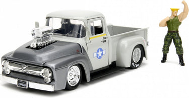 Jada toys street fighter 1956 ford pick-up met guile figuur kant-en-klaar model personenauto (model)