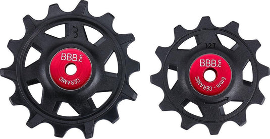 Bbb cycling keramische derailleurwieltjes sram - 12-speed derailleur wieltjes - duurzaam - zwart - 12t 14t - rollerboys ceramic 12t-14t sr bdp-17