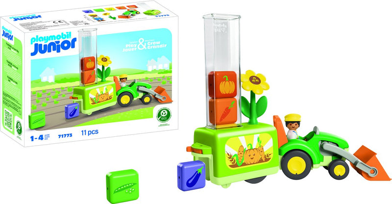 Load image into Gallery viewer, Playmobil junior tractor met laad- en lossysteem - 71773
