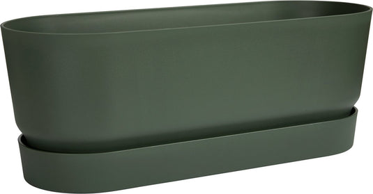 Elho greenville trough long 50 - plantenbak voor buiten - 100% gerecycled plastic - l49.0 x b19.8 x h17.9 cm - blad groen