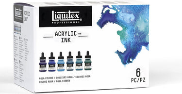 Winsor newton liquitex 3699375 professional acrylic ink set – aqua colors 6×30 ml – hooggepigmenteerde, waterbestendige acrylinkt