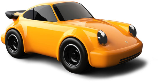 Baghera speelgoedauto - porsche 911 geel - 20x10x7,5cm - in geschenkdoos - 3 jaar