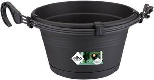 Elho green basics hangschaal 28 - bloempot voor balkon buiten - ø 37.0 x h 16.5 cm - living black
