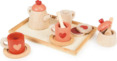 Mentari keukentje - theeset met dienblad - 23x16x9cm - hout - 3 jaar