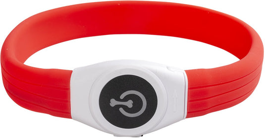 Duvo plus - dierenkleding - hond - flash light ring maxi usb silicon 65x2,5x1cm rood - 1st