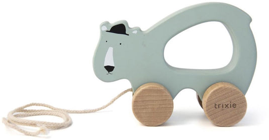 Trixie houten trekspeeltje - mr. polar bear - voor de eerste stapjes - babyspeelgoed - voor jongens meisjes - ijsbeer