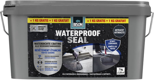 Bison waterproof seal 6 + 1 kg gratis, waterdichte coating, voor alle weeromstandigheden, waterdicht maken, dakovergangen, dakgoot reparatie carports, caravans
