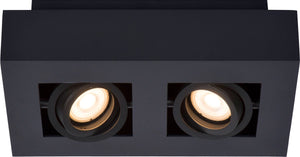 Lucide xirax - plafondspot (plafondlamp) - led dim to warm - gu10 - 2x5w 2200k 3000k - zwart