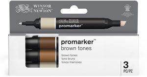 Winsor newton 0290184 promarker set 3 stuks – brown tones – alcoholmarkers met dubbele punt