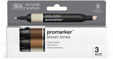 Winsor newton 0290184 promarker set 3 stuks – brown tones – alcoholmarkers met dubbele punt