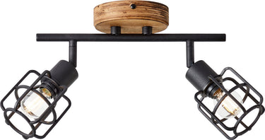 Brilliant gwen - plafondspot - e14 max 2x40w - hout zwart