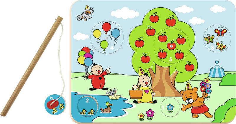Load image into Gallery viewer, Bumba houten magnetische puzzel - 5 stukjes - met houten vislijn
