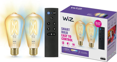 Wiz filament lamp edison - 2-pack + afstandsbediening - warm- tot koelwit licht - slimme led verlichting - e27 fitting - 50w - goud - wi-fi